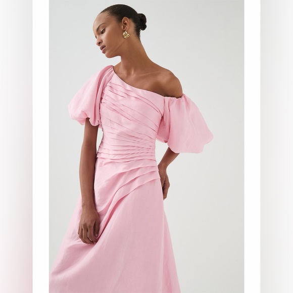 AJE Elegant Pink Off-Shoulder Dress - Picture 3 of 7